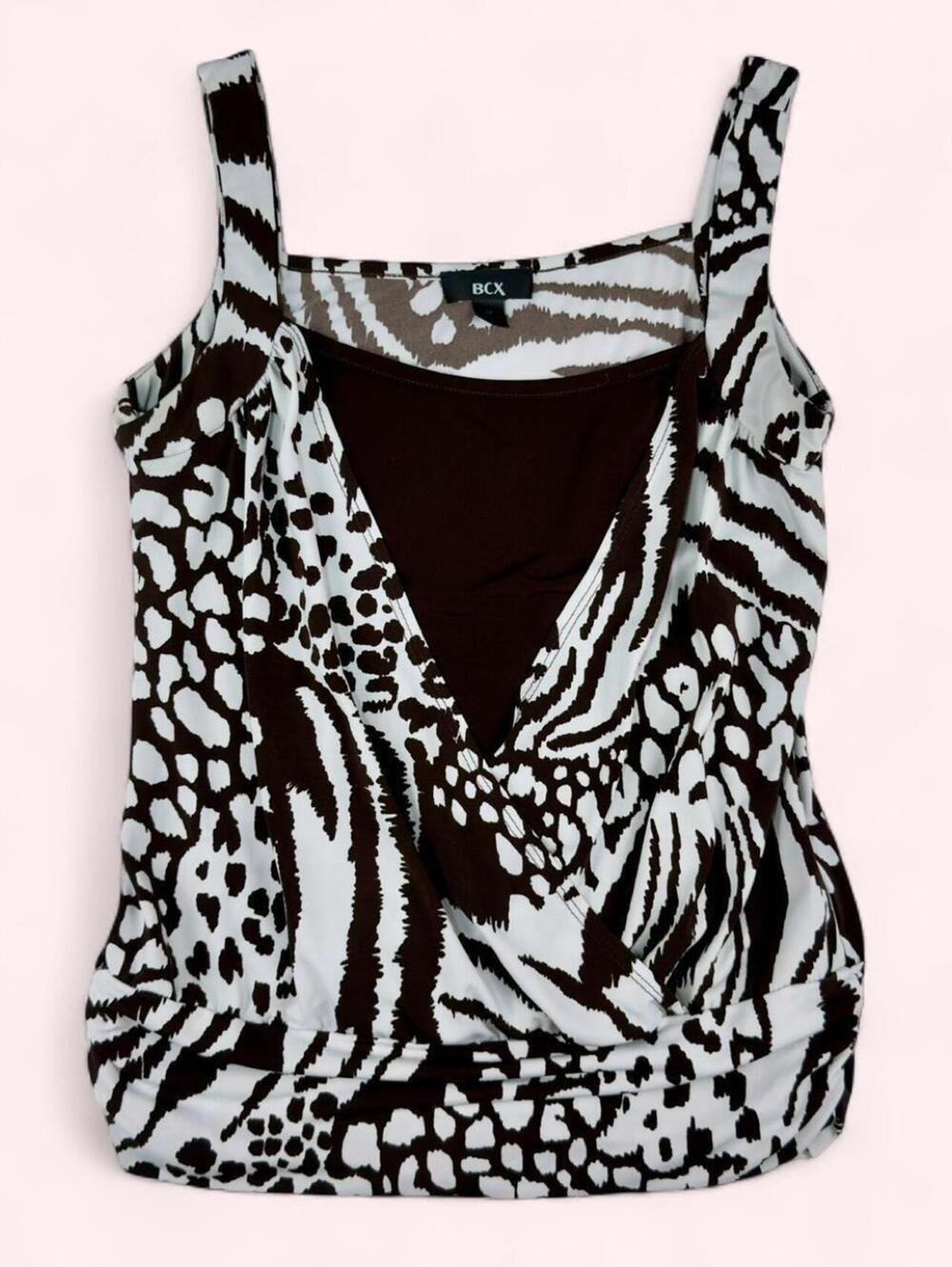 Y2K brown & white animal print tank top